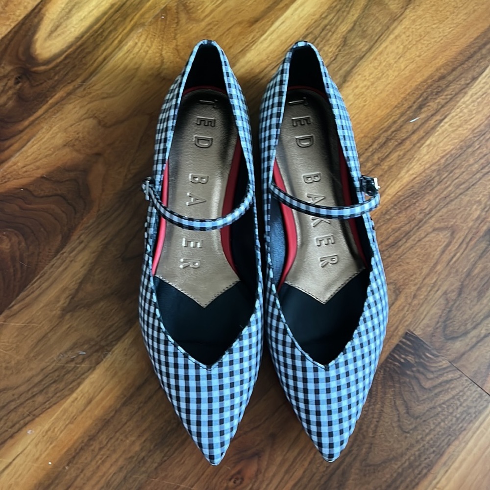 Ted Baker Hujig Gingham Mary Jane Flat, NEW - Picture 8 of 17